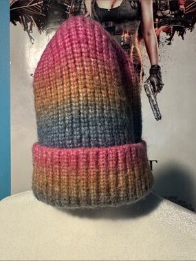 Source Unknown Pink, Gold, Blue Gradient Knit Beanie